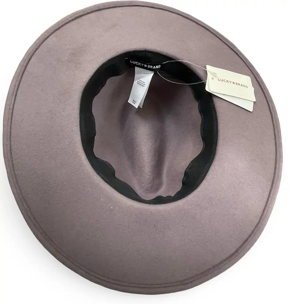 Lucky Brand Wool Panama Hat Gray Blush 4” Wide Brim Boho Chic NWT LK50039
